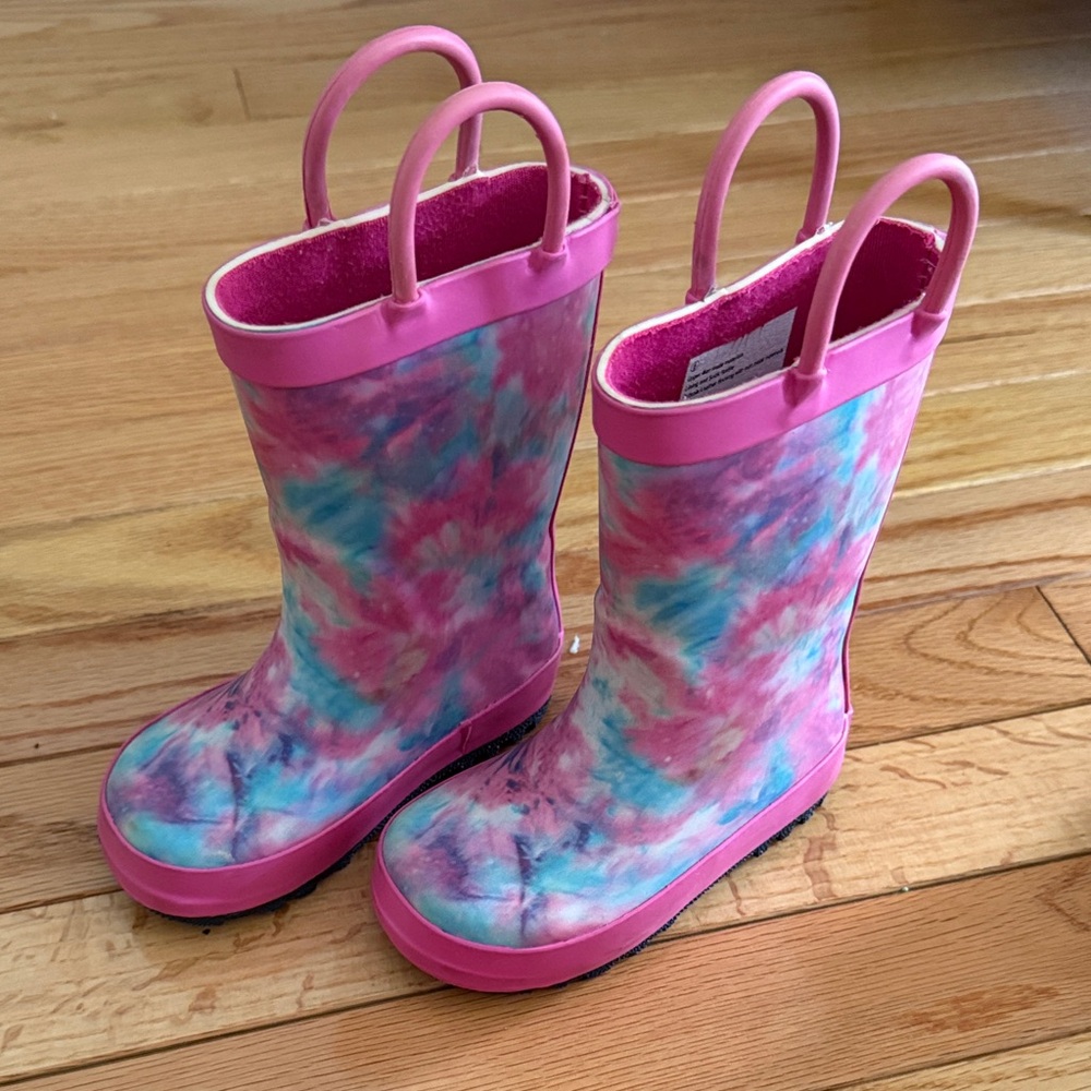 Cat & Jack Pink and Blue Tie-Dye Kids Rain Boots